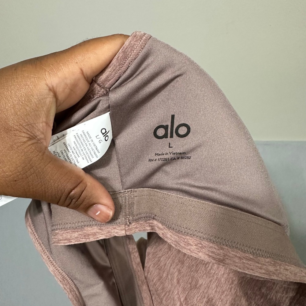 Alo Yoga Alosoft Heathered Mauve Sports Bra and Leggings Set Large - Picture 4 of 15